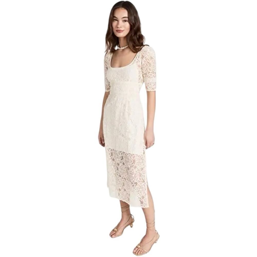For Love and Lemons Marilyn Midi Dress in Ivory Size Medium NWT